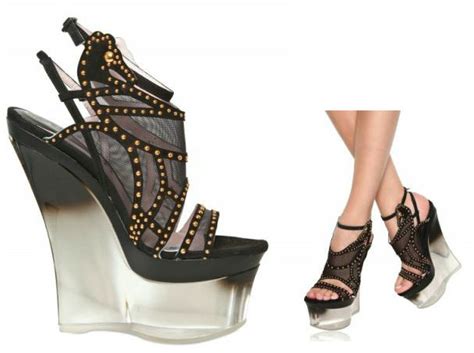 versace lace and stud perspex wedges 2012|Versace Wedges for Women .